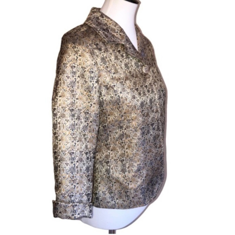 Chico’s Gold & Blue Brocade Jacket Size Small - Picture 2 of 7